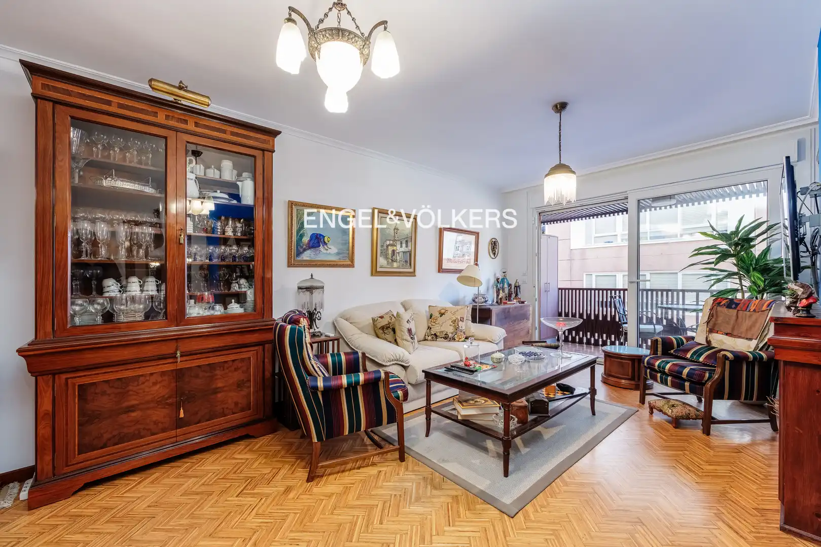 Living room of Flat for sale in Baiona  with Heating, Parquet flooring and Terrace