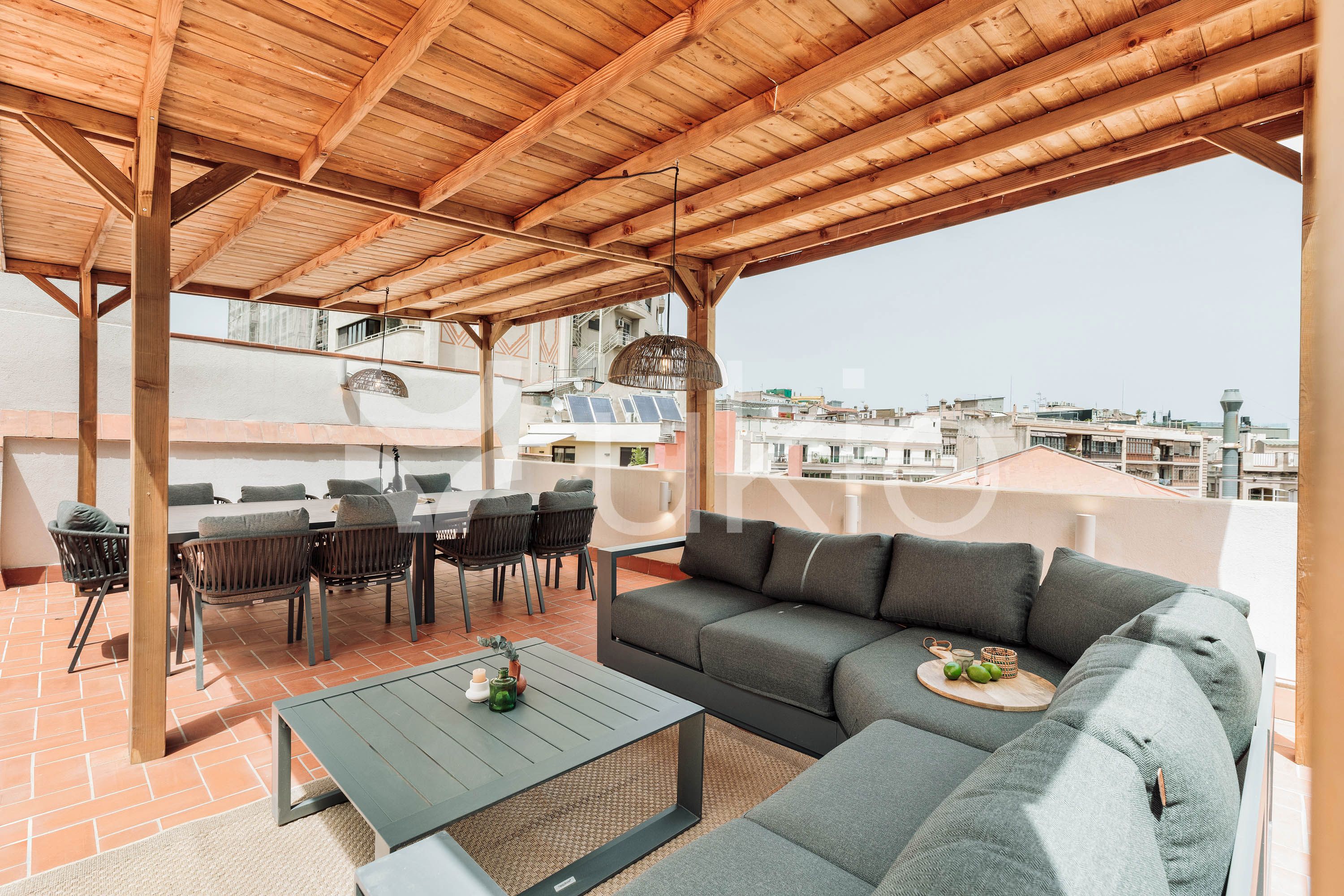 Terrace of Apartment to rent in  Barcelona Capital  with Air Conditioner, Heating and Furnished