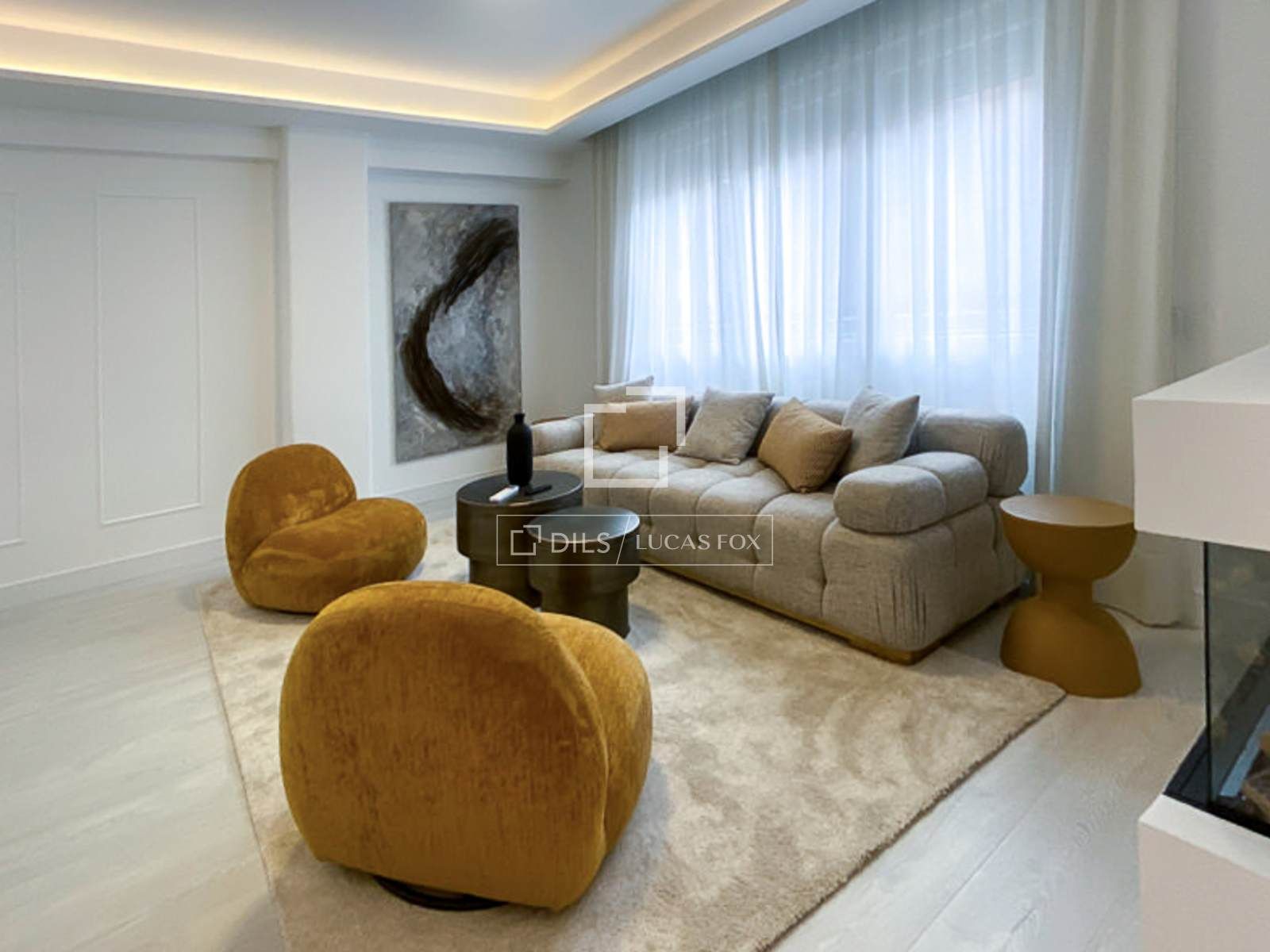 Wohnzimmer von Wohnung zur Miete in Sant Miquel de Fluvià mit Klimaanlage, Parkett und Möbliert