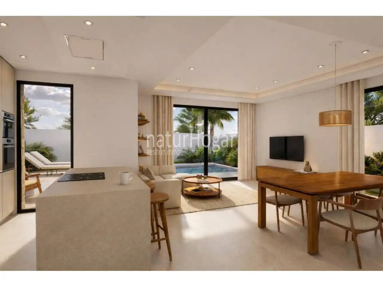Living room of Houses for sale in La Pobla de Vallbona  with Air Conditioner, Private garden and Swimming Pool