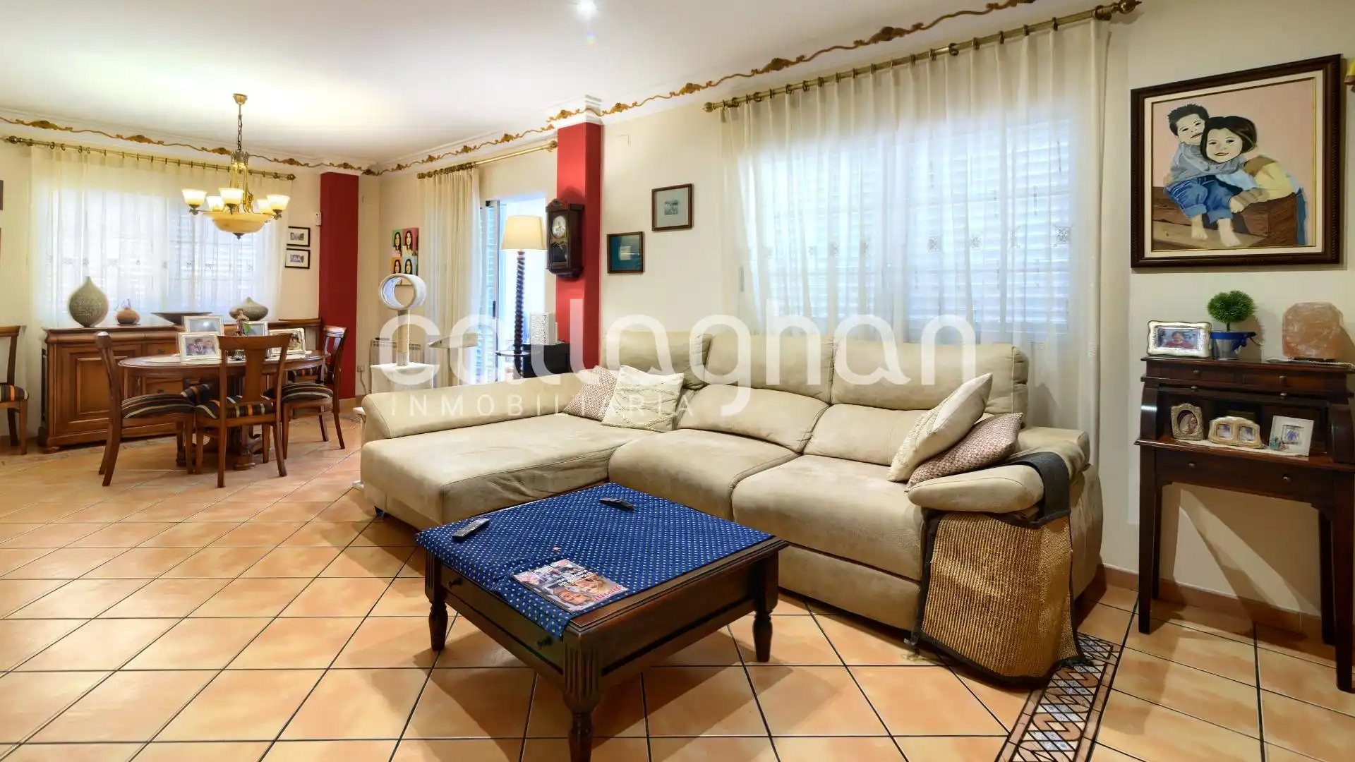 Sala d'estar de Casa o xalet en venda en Polinyà de Xúquer amb Aire condicionat, Jardí privat i Terrassa