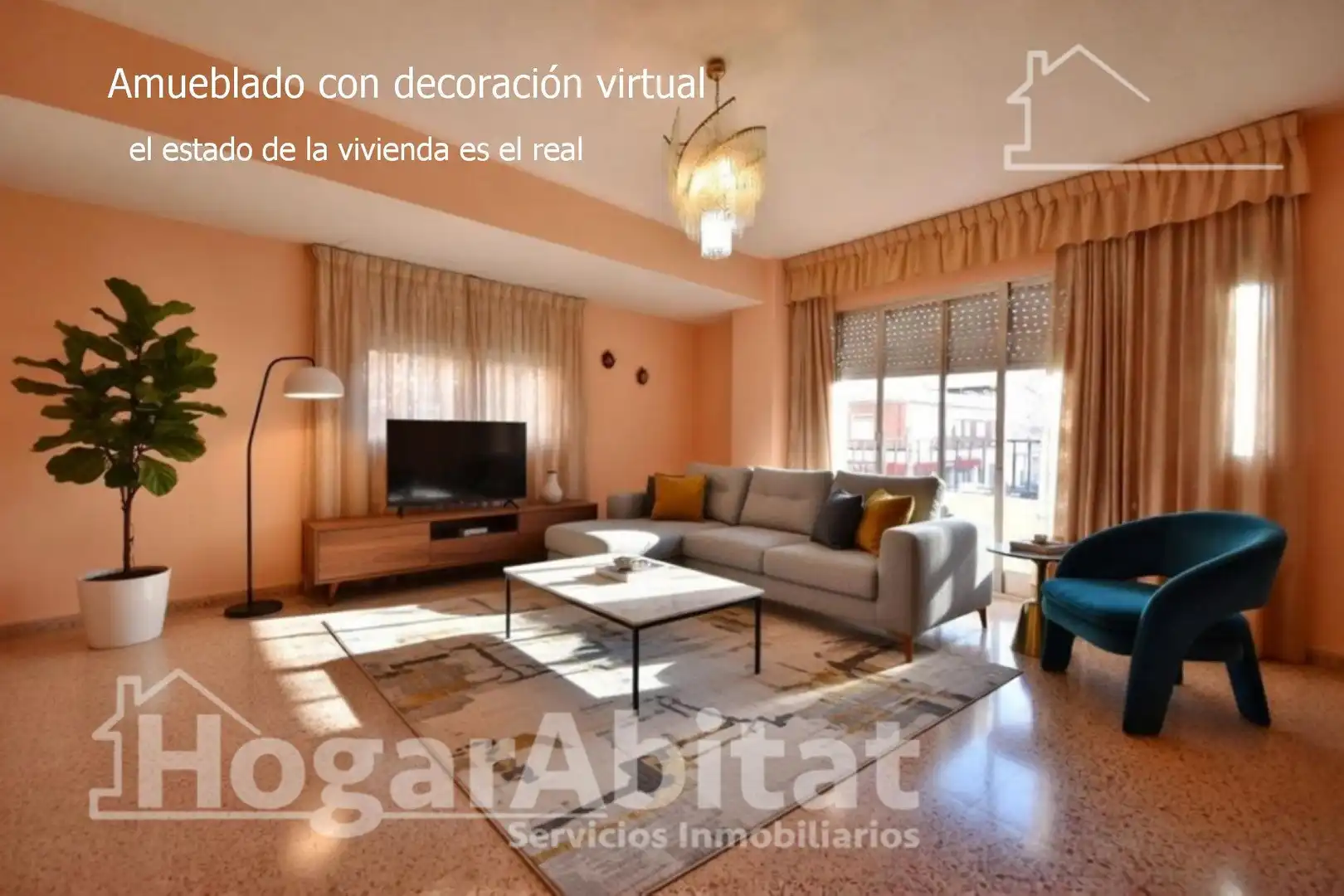 Sala de estar de Piso en venta en Oliva con Terraza, Amueblado y Balcón