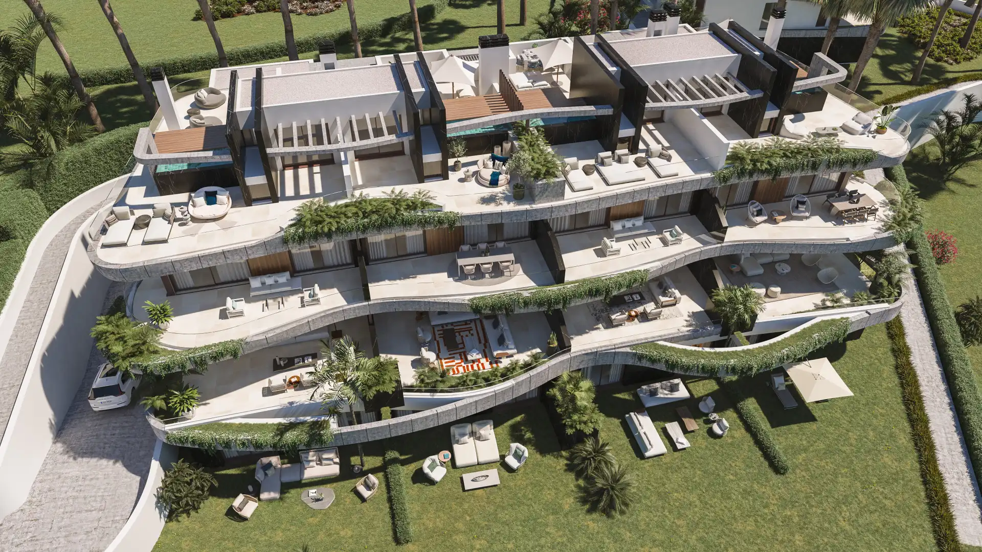 Außenansicht von Dachboden zum Verkauf in Marbella mit Klimaanlage, Terrasse und Schwimmbad