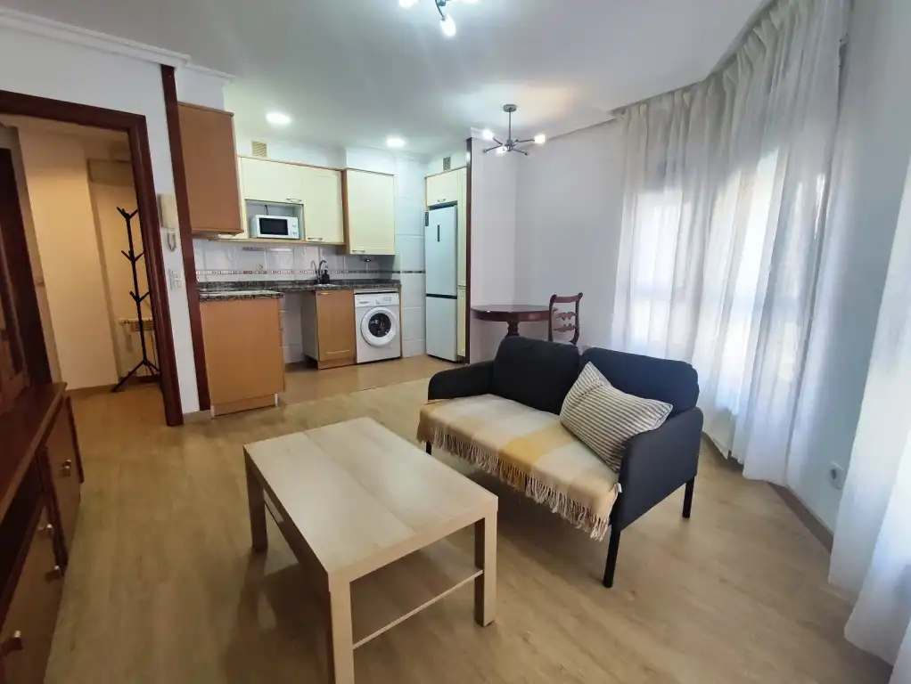 Sala d'estar de Apartament en venda en Gijón  amb Calefacció, Parquet i Moblat
