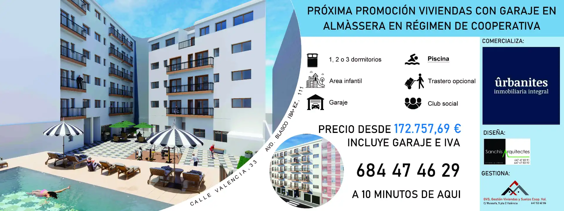Außenansicht von Wohnung zum Verkauf in Almàssera mit Terrasse, Abstellraum und Gemeinschaftspool