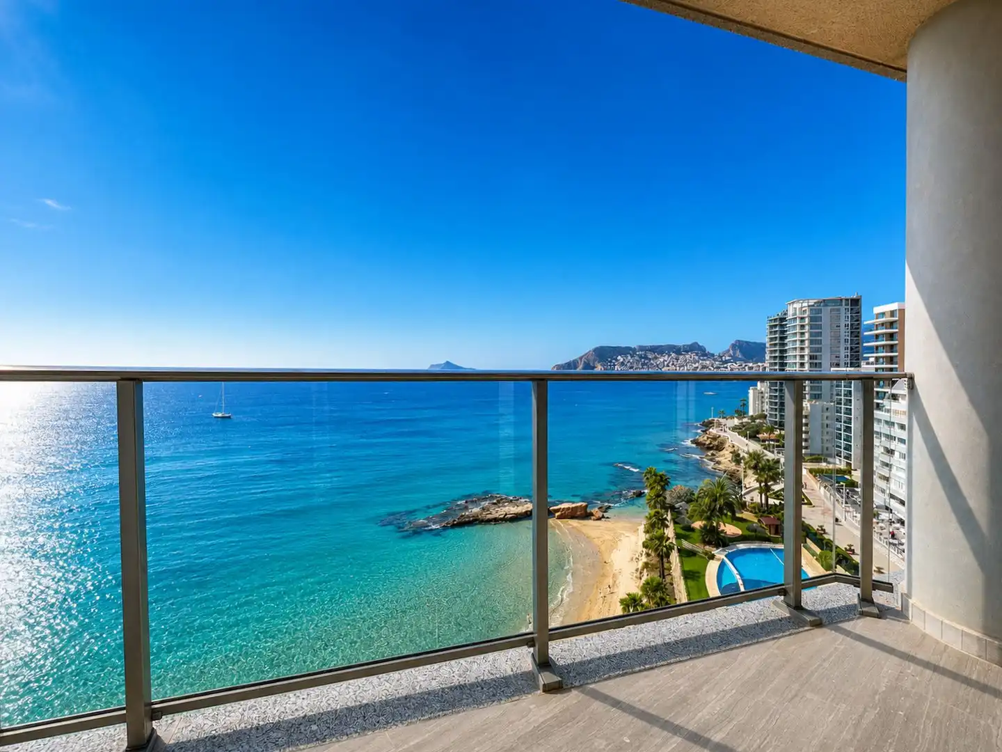 Terraza de Apartamento en venta en Calpe / Calp con Aire acondicionado, Calefacción y Jardín privado