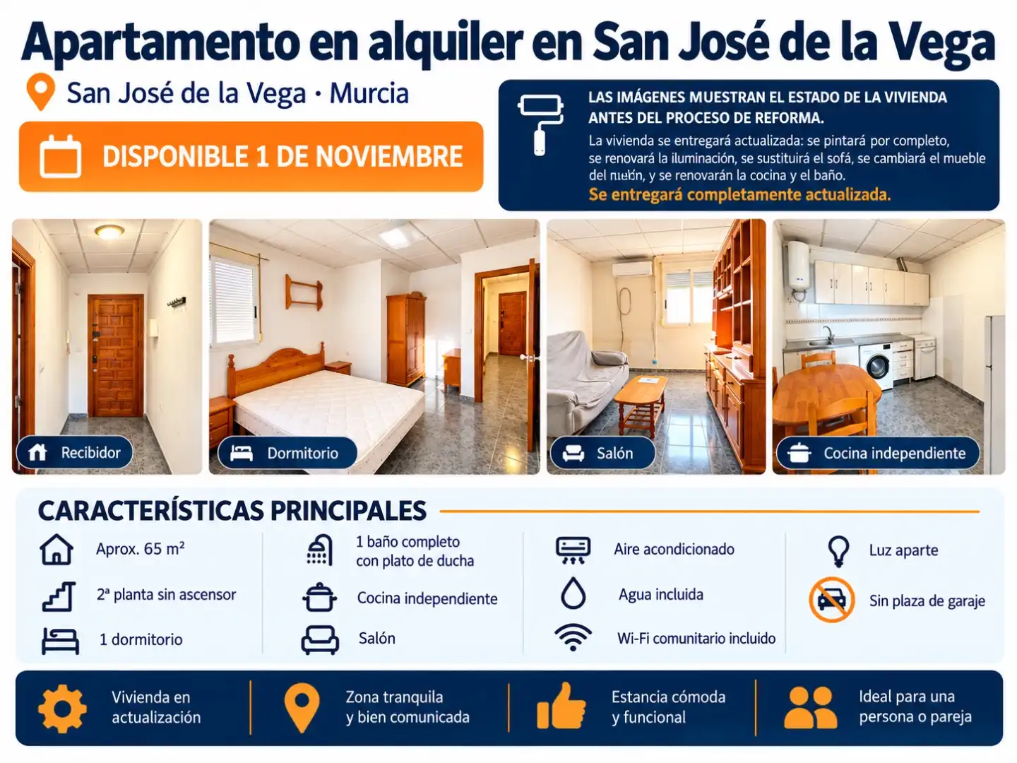 Schlafzimmer von Wohnung zur Miete in  Murcia Capital mit Klimaanlage
