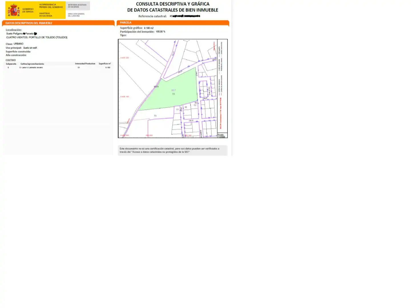 Residential land for sale in alberche 1