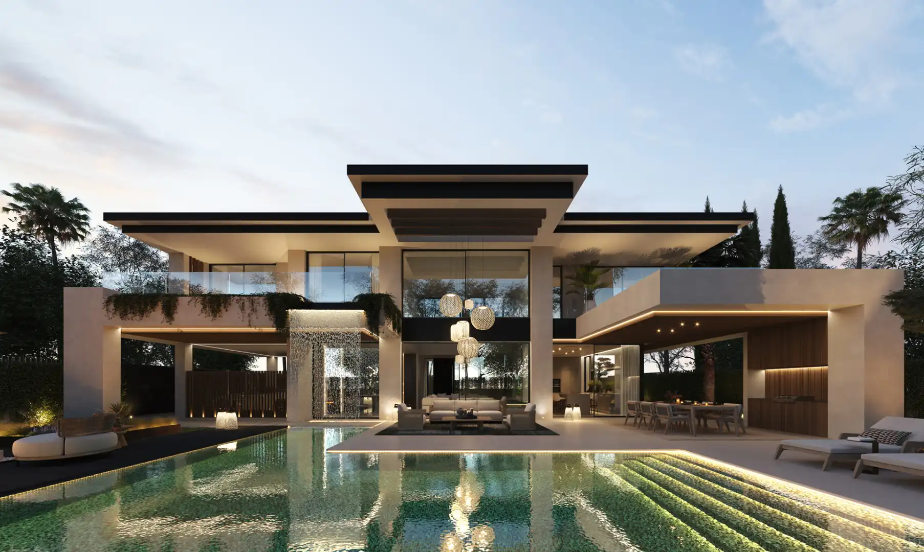 Außenansicht von Haus oder Chalet zum Verkauf in Marbella mit Klimaanlage, Heizung und Privatgarten