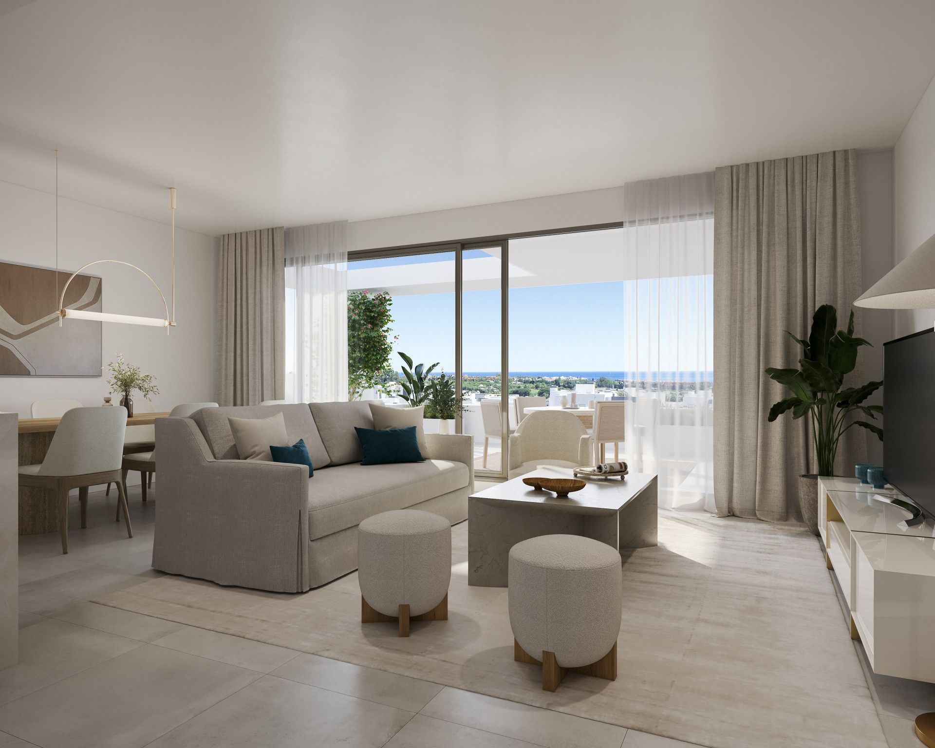 Sala de estar de Apartamento en venta en Marbella con Aire acondicionado, Terraza y Piscina