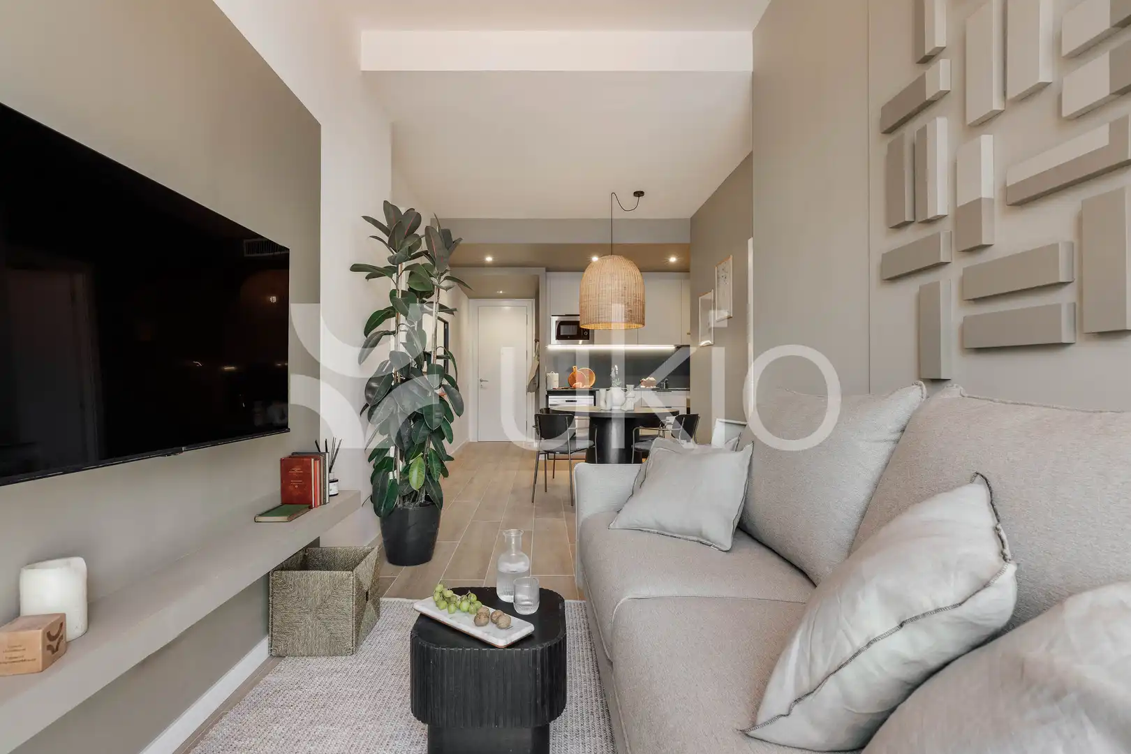 Sala de estar de Apartamento de alquiler en Barcelona con Aire acondicionado, Calefacción y Amueblado