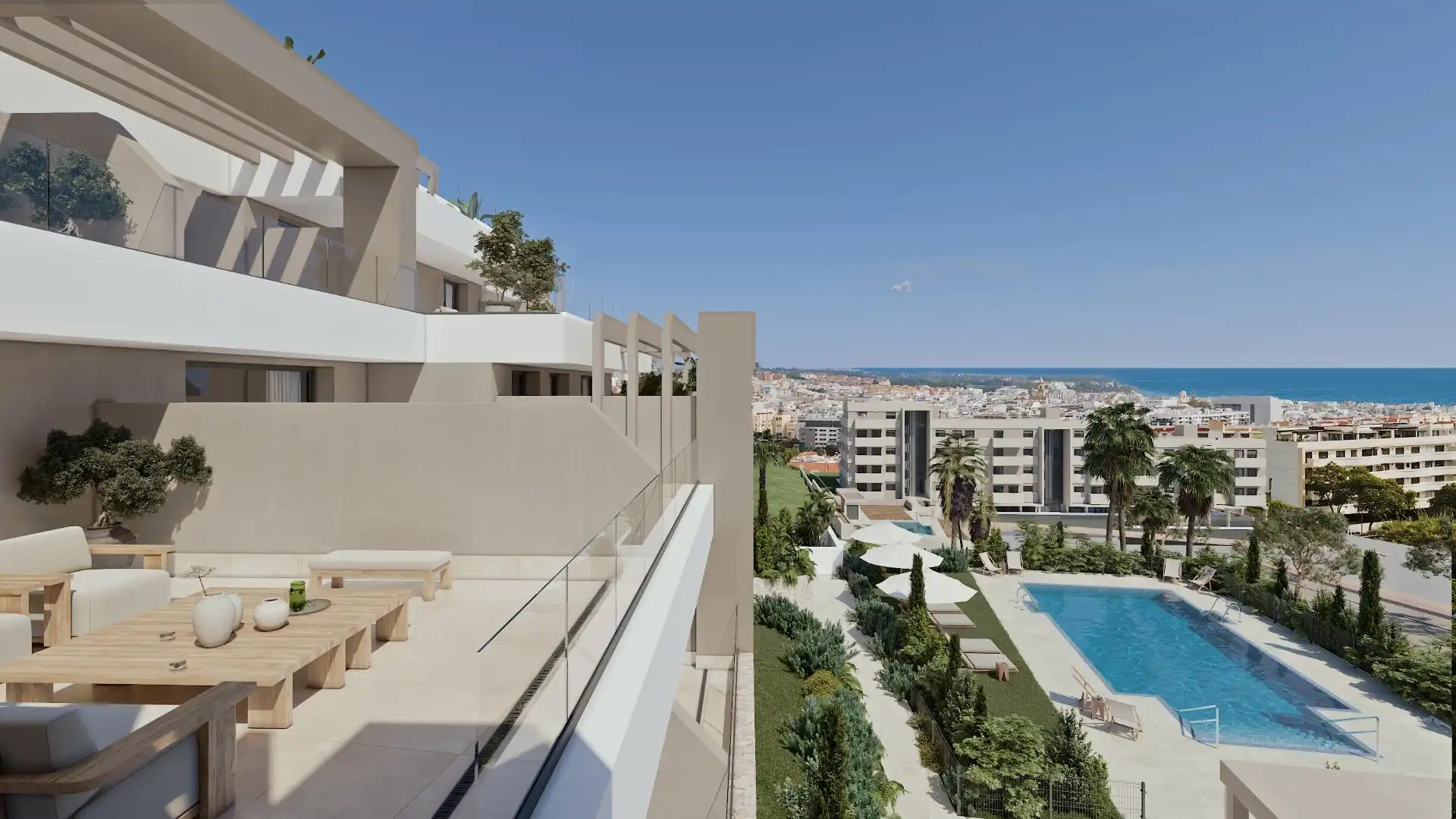 Terraza de Apartamento en venta en Estepona con Aire acondicionado, Jardín privado y Terraza
