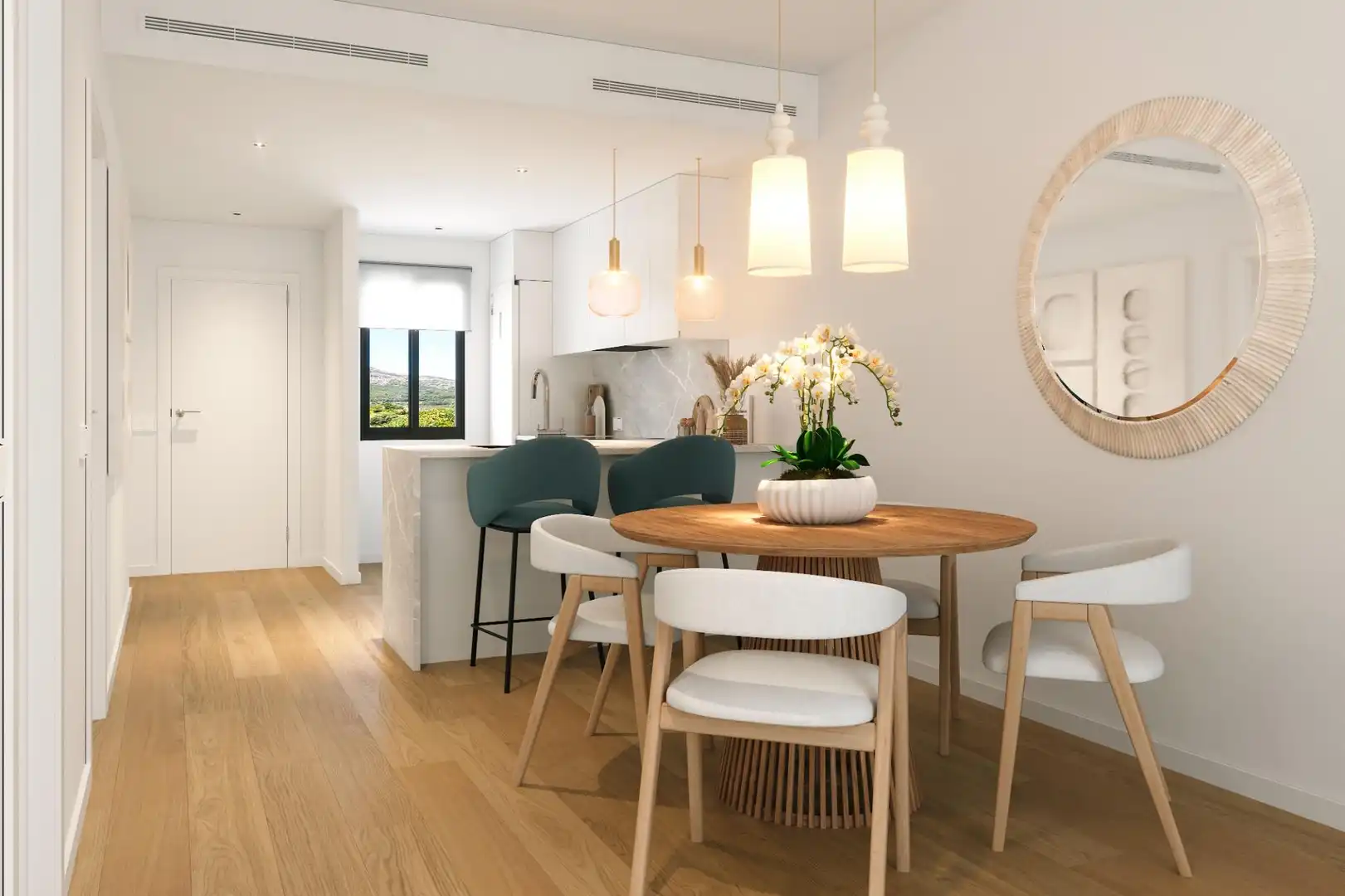 Menjador de Apartament en venda en L'Alfàs del Pi amb Jardí privat, Terrassa i Piscina