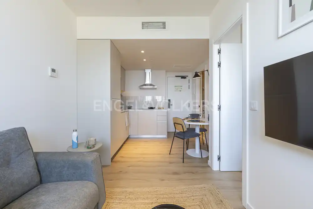 Sala de estar de Estudio de alquiler en Alcobendas con Aire acondicionado, Calefacción y Jardín privado