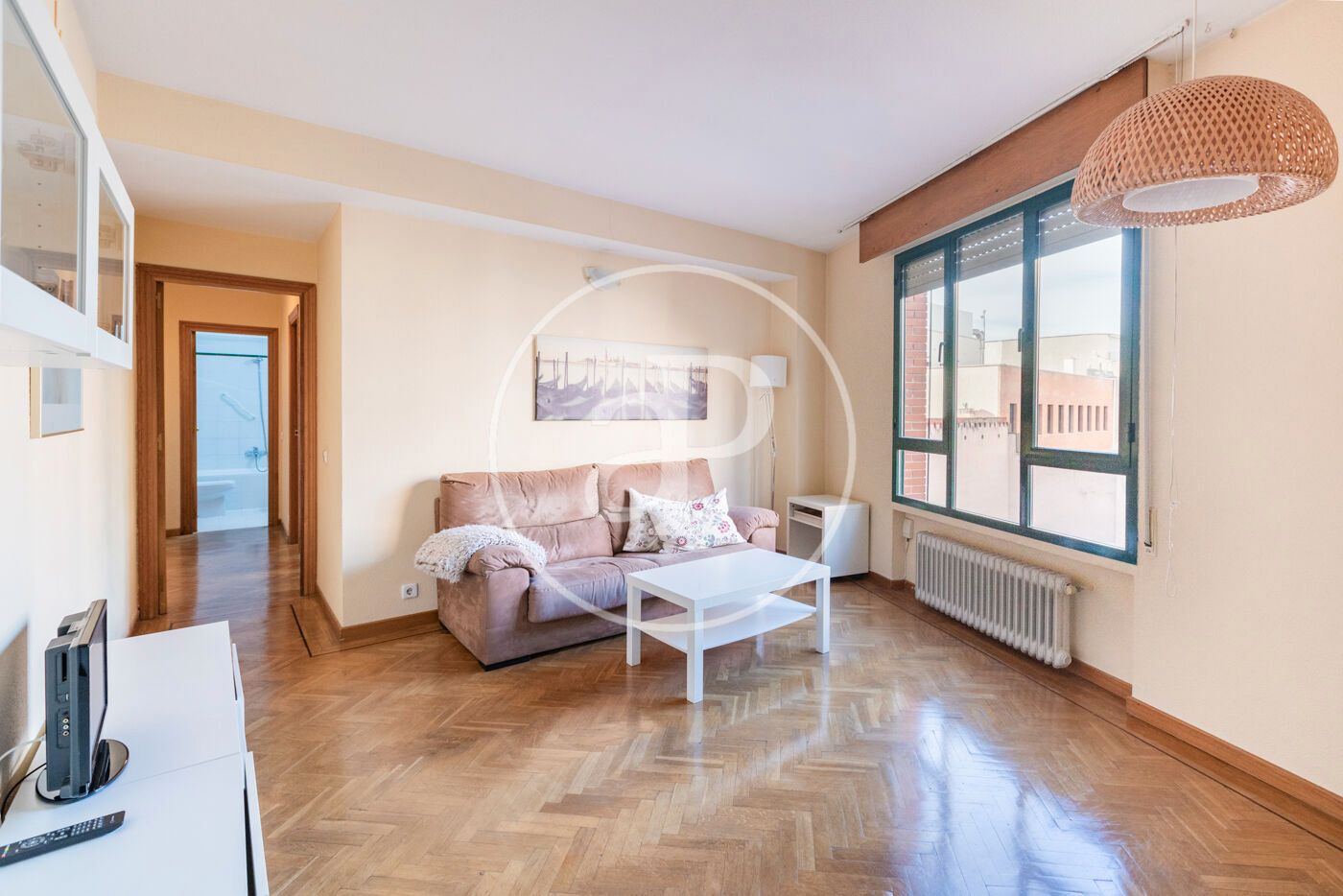Living room of Flat to rent in  Madrid Capital  with Heating, Private garden and Furnished