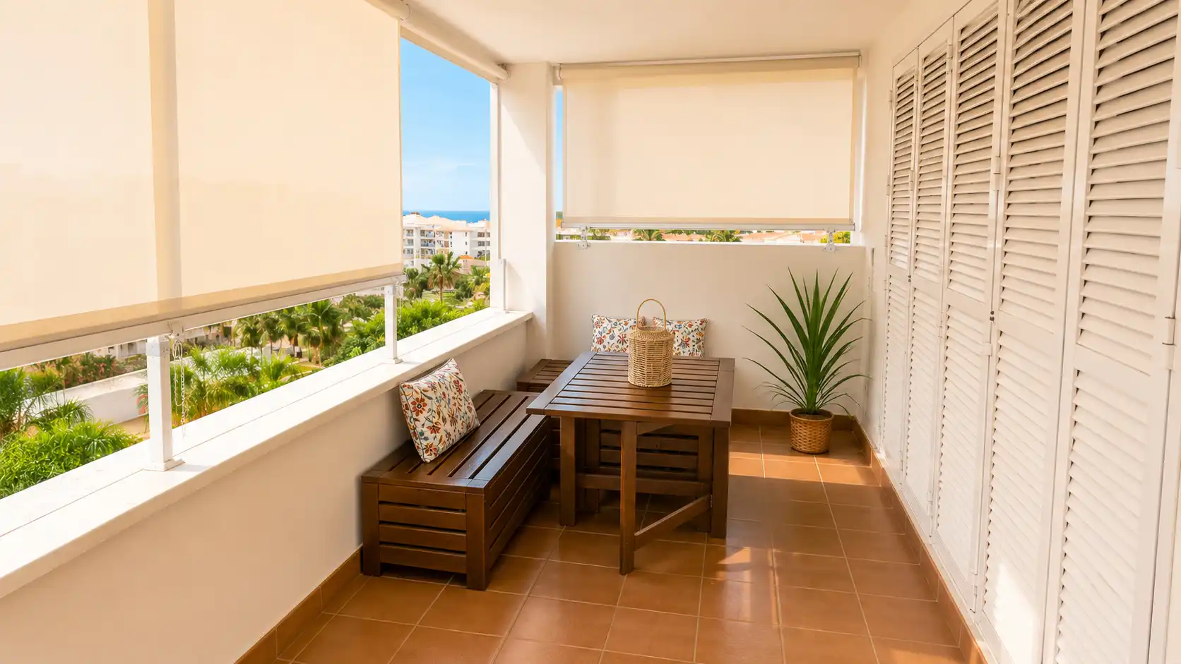 Terrassa de Apartament de lloguer en Benalmádena amb Aire condicionat, Calefacció i Jardí privat