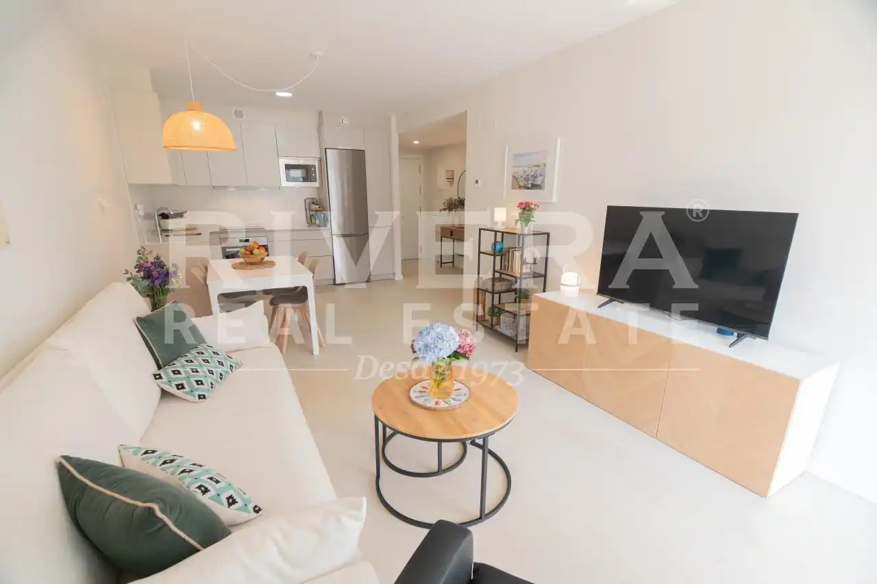 Sala de estar de Piso en venta en Sanxenxo con Calefacción, Terraza y Trastero