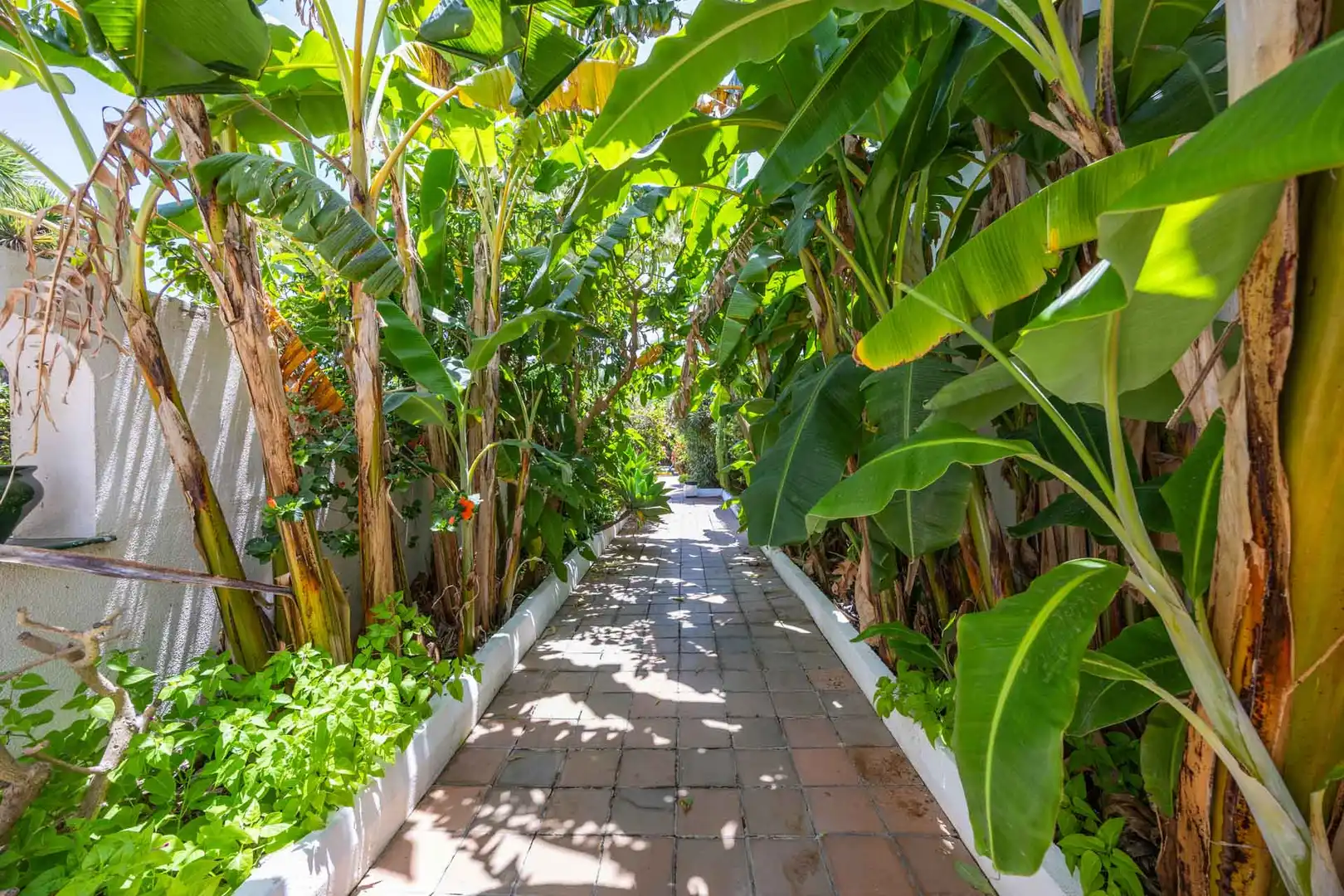 Außenansicht von Erdgeschoss zum Verkauf in Sotogrande mit Klimaanlage, Privatgarten und Terrasse