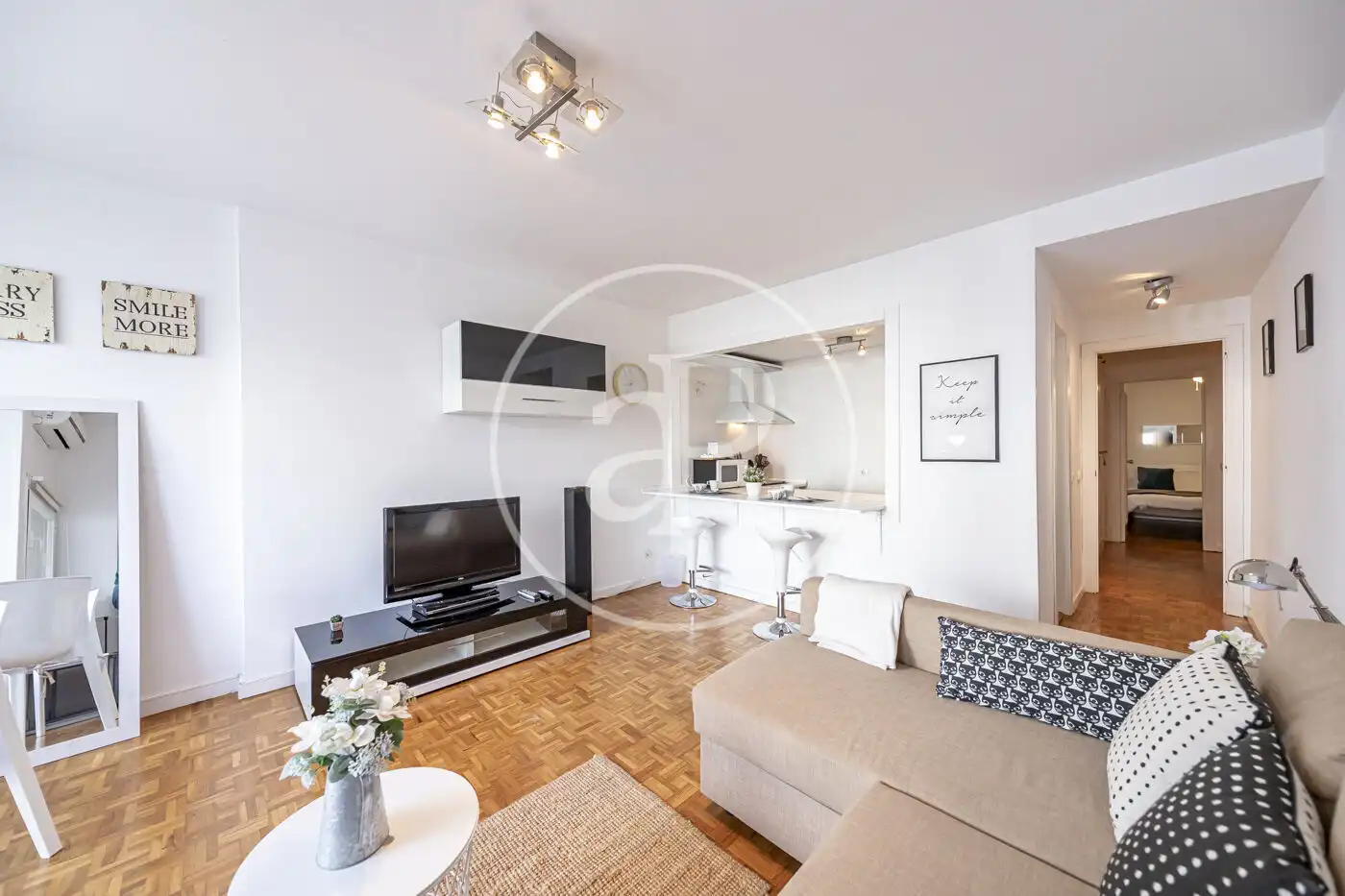 Living room of Flat for rent in Madrid  with Air Conditioner, Heating and Private garden