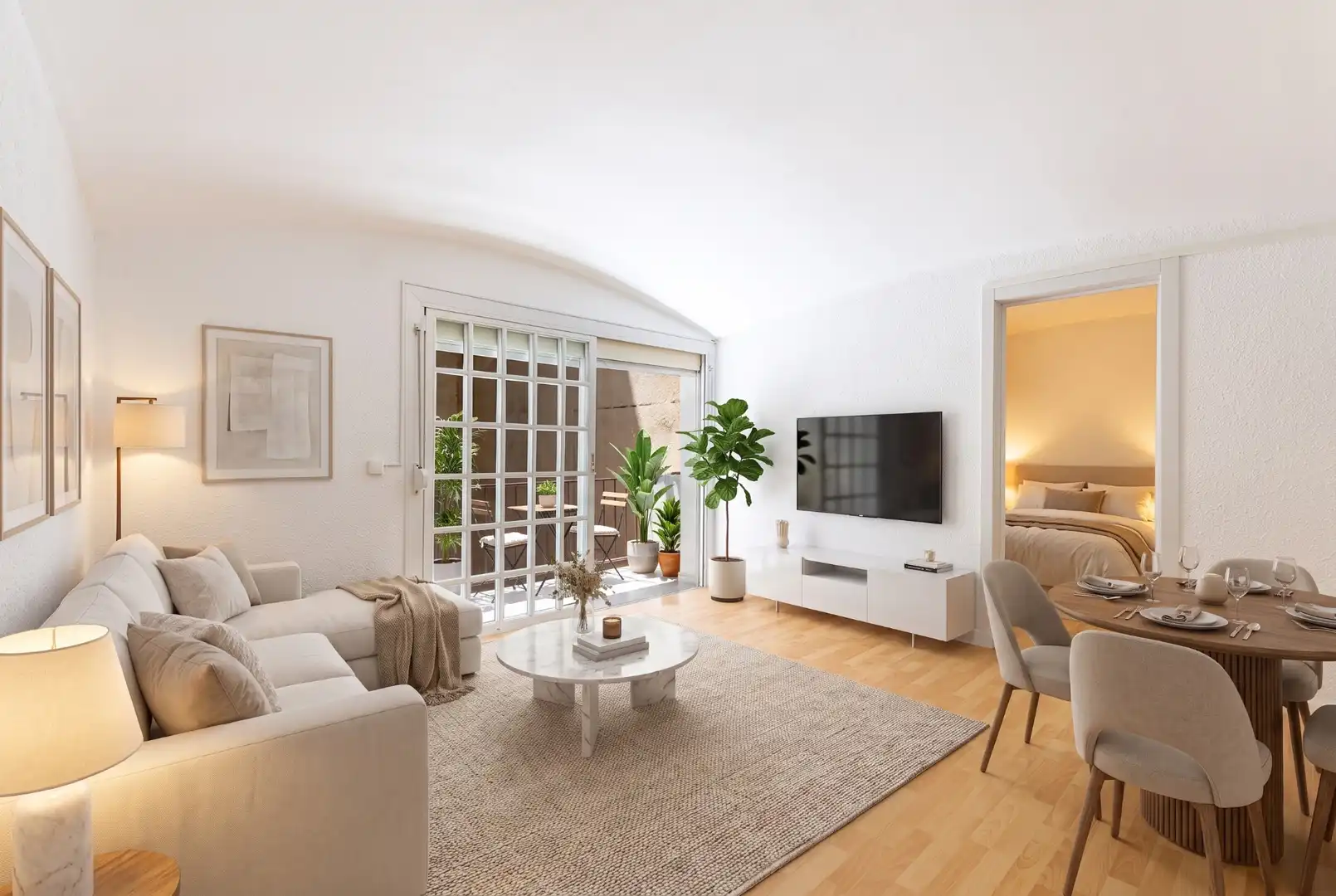 Sala de estar de Piso en venta en L'Hospitalet de Llobregat con Parquet, Horno y Balcón