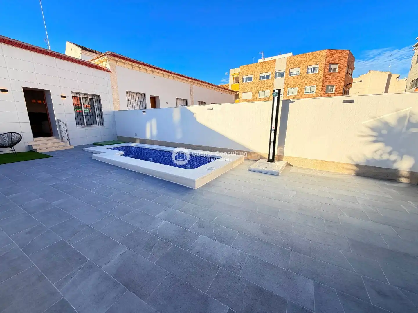 Schwimmbecken von Einfamilien-Reihenhaus zur Miete in San Javier mit Klimaanlage, Heizung und Privatgarten