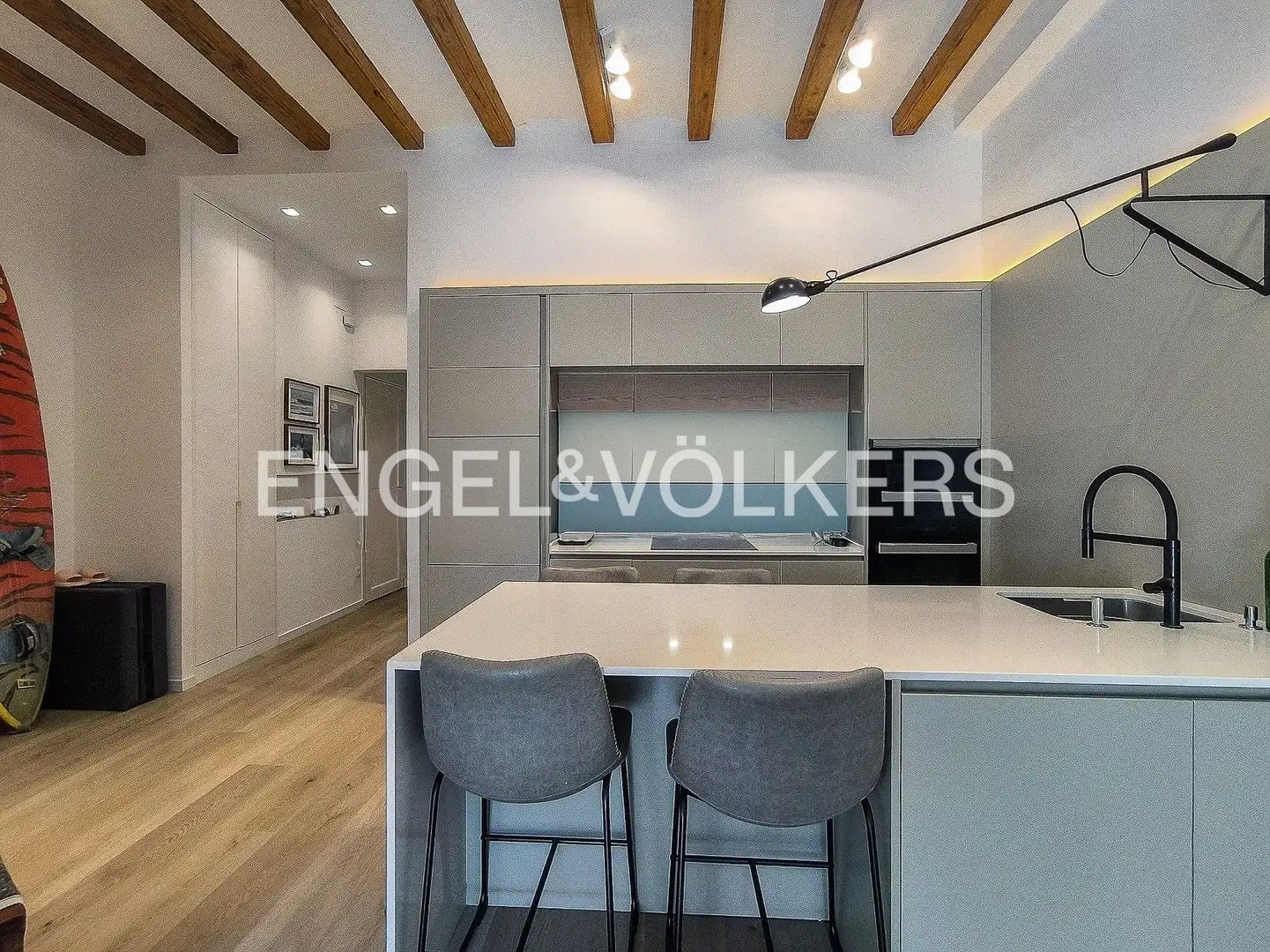 Cocina de Piso de alquiler en Barcelona con Aire acondicionado, Calefacción y Parquet