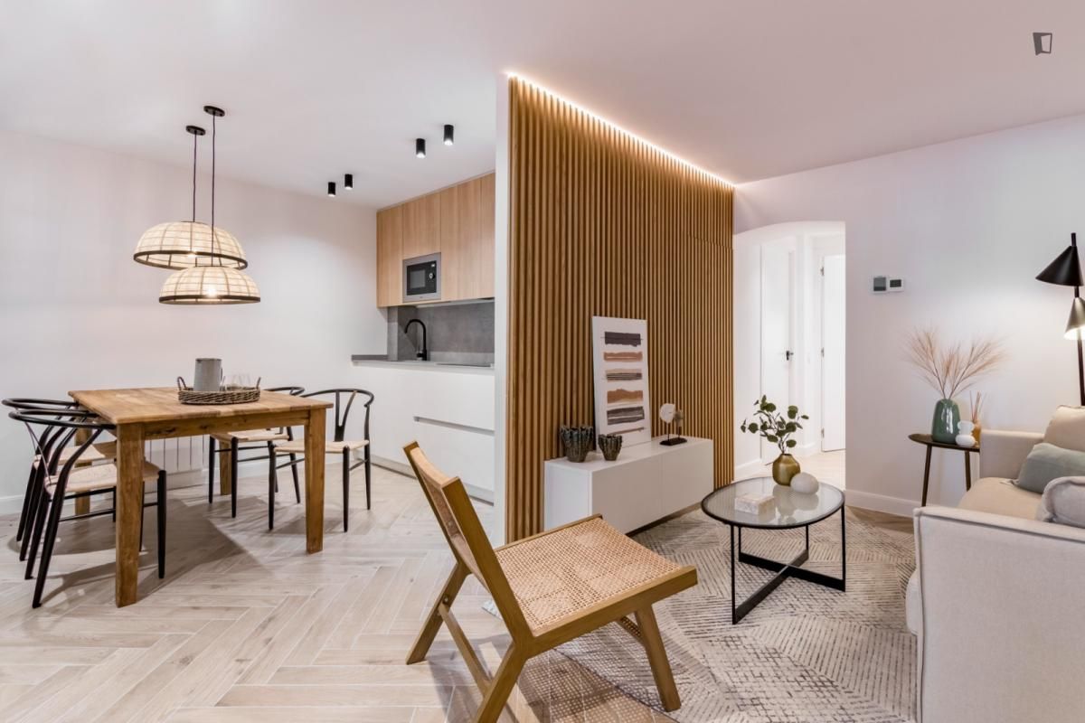 Living room of Apartment to rent in  Madrid Capital  with Air Conditioner, Heating and Furnished