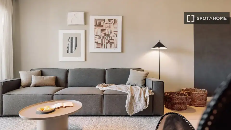 Sala de estar de Piso de alquiler en Barcelona con Aire acondicionado, Calefacción y Amueblado
