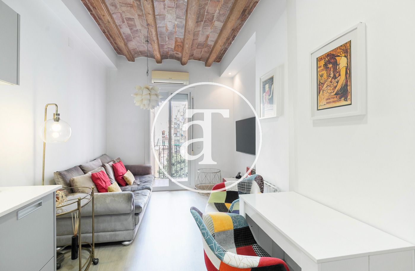 Sala d'estar de Pis de lloguer en  Barcelona Capital amb Aire condicionat, Calefacció i Moblat