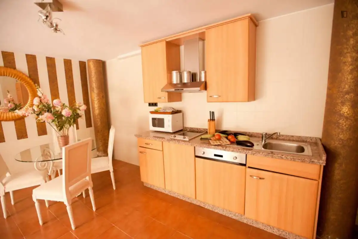 Cocina de Estudio de alquiler en Dos Hermanas con Aire acondicionado, Amueblado y Microondas