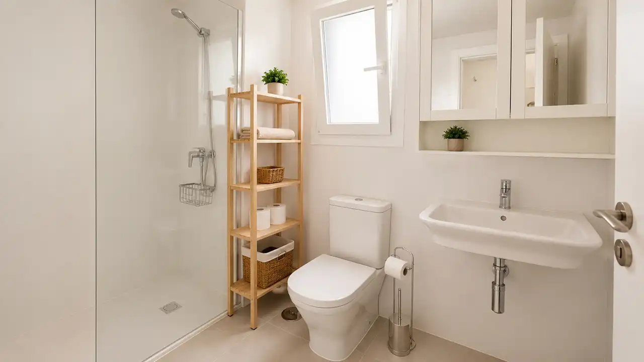 Baño de Apartamento de alquiler en Marbella con Aire acondicionado, Calefacción y Terraza