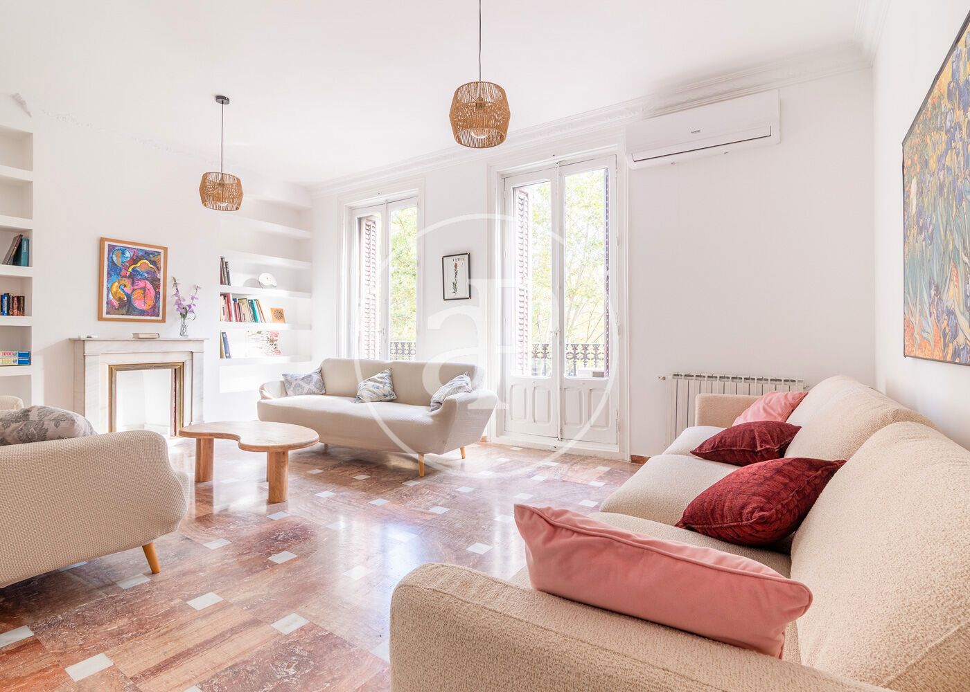 Sala d'estar de Pis de lloguer en  Madrid Capital amb Aire condicionat, Calefacció i Moblat