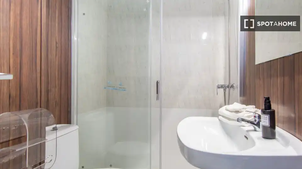Bathroom of Flat for share in Madrid  with Air Conditioner, Terrace and Furnished