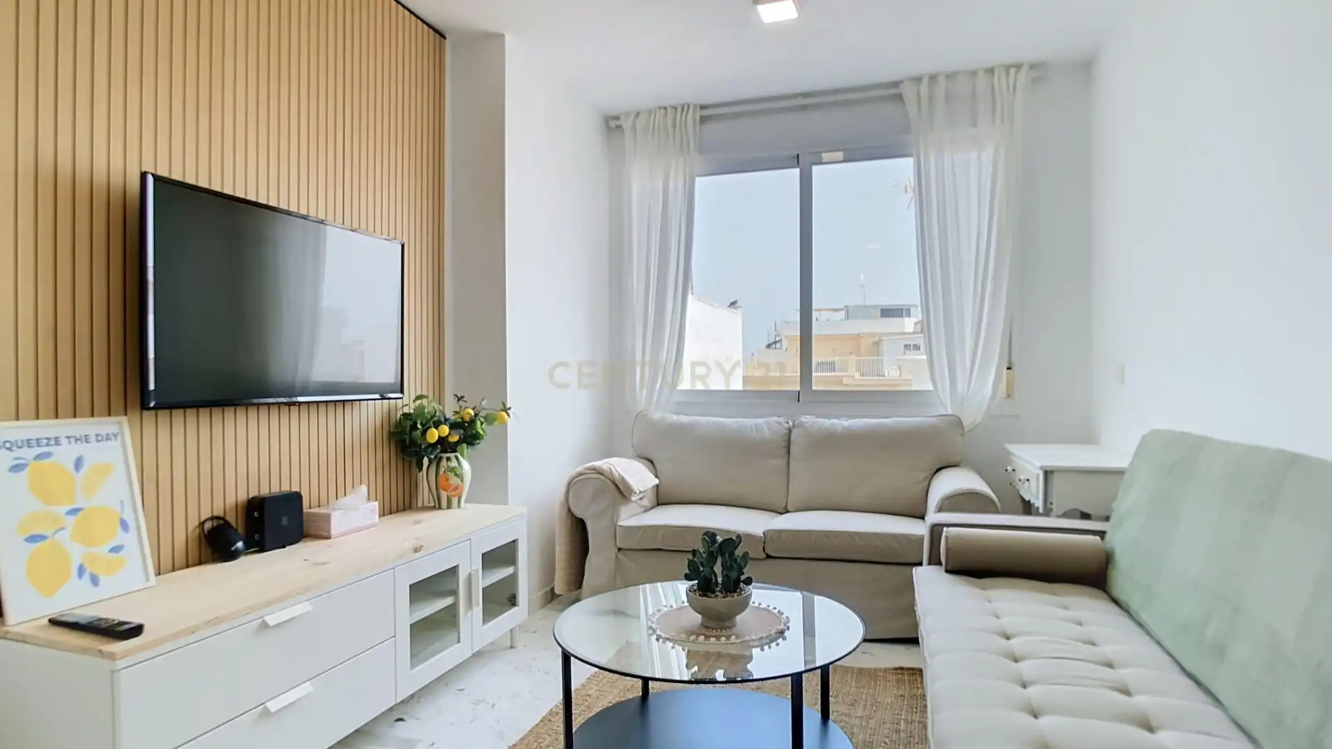 Wohnzimmer von Wohnungen zur Miete in Mijas mit Klimaanlage, Ofen und Waschmaschine