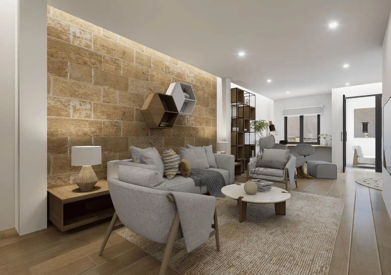 Living room of Attic for sale in  Palma de Mallorca  with Air Conditioner, Private garden and Terrace