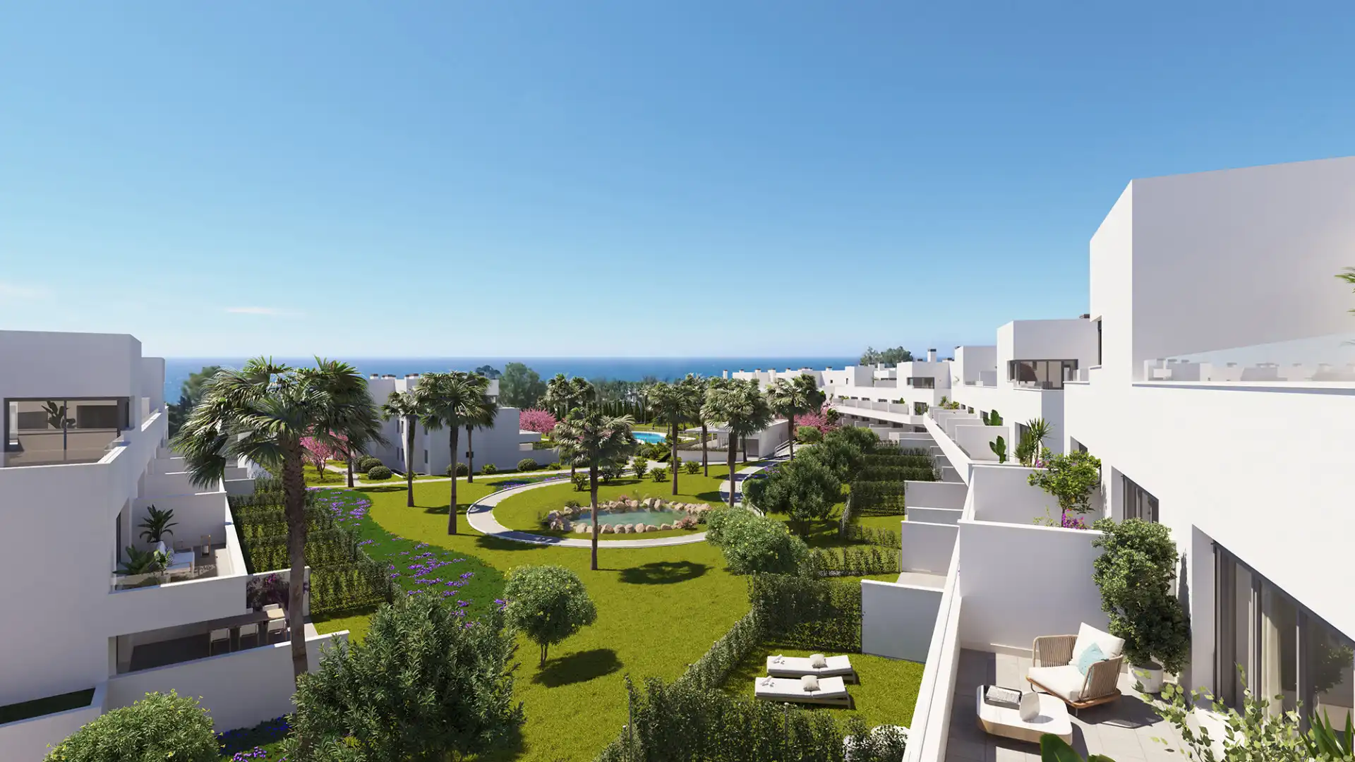 Garden of Apartments for sale in Estepona  with Air Conditioner, Terrace and Swimming Pool