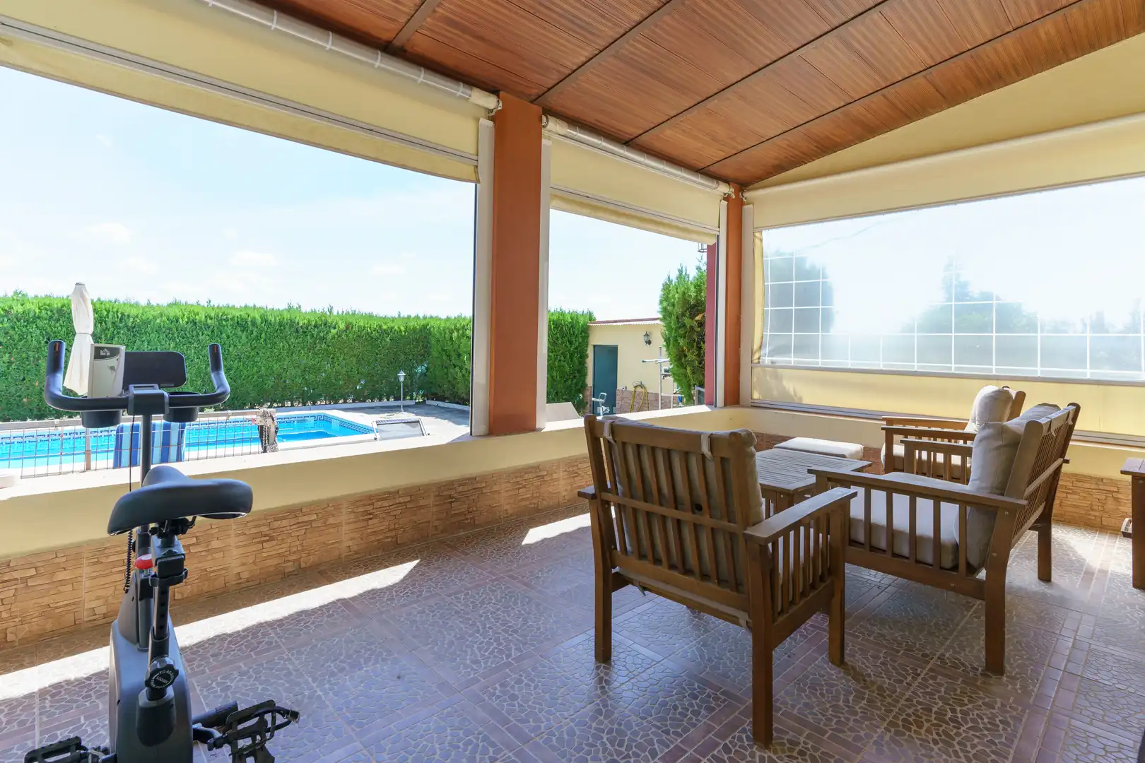 Terraza de Finca rústica en venta en La Palma del Condado con Jardín privado, Terraza y Piscina