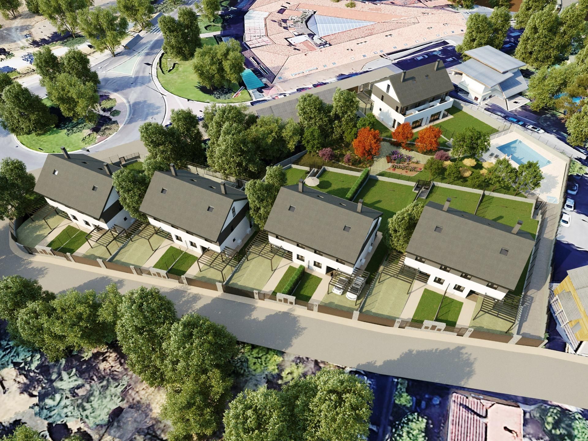 Exterior view of Single-family semi-detached for sale in Collado Villalba  with Heating, Private garden and Terrace