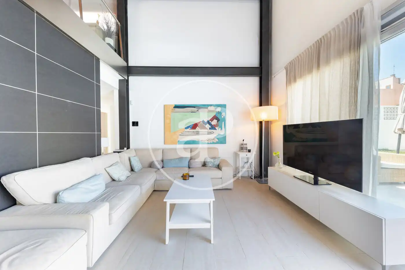 Wohnzimmer von Einfamilien-Reihenhaus zur Miete in  Palma de Mallorca mit Klimaanlage, Heizung und Privatgarten