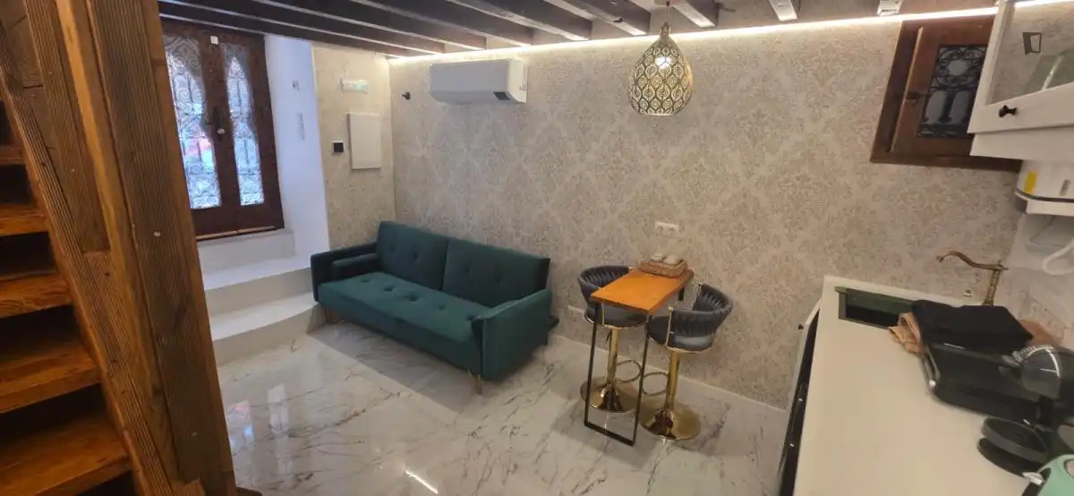 Sala d'estar de Apartament de lloguer en  Palma de Mallorca amb Aire condicionat, Moblat i Rentadora
