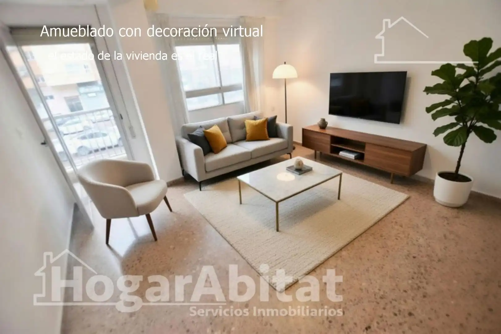 Wohnzimmer von Wohnung zum Verkauf in Valencia mit Klimaanlage, Heizung und Terrasse