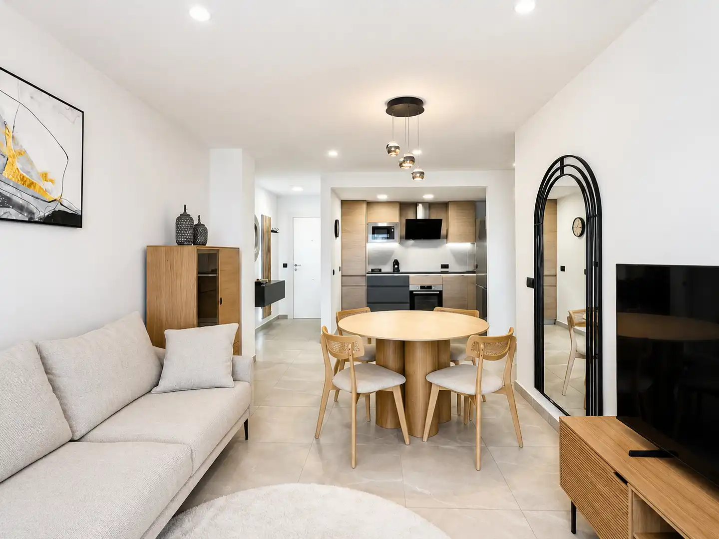 Sala d'estar de Apartament en venda en Calpe / Calp amb Aire condicionat, Calefacció i Jardí privat
