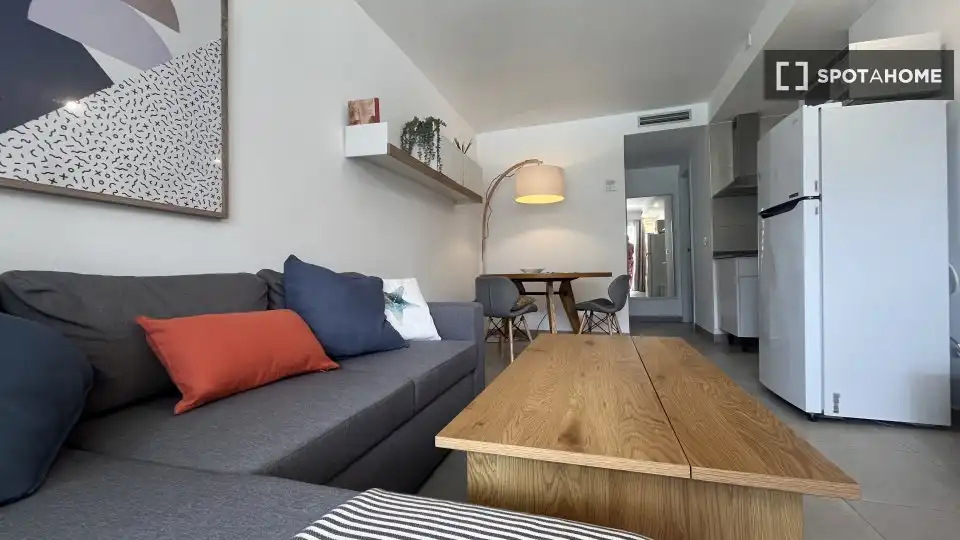 Wohnzimmer von Wohnungen zur untervermieten in La Oliva mit Klimaanlage, Terrasse und Möbliert