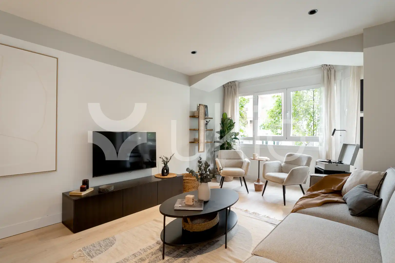 Sala d'estar de Apartament de lloguer en Madrid amb Aire condicionat, Calefacció i Moblat