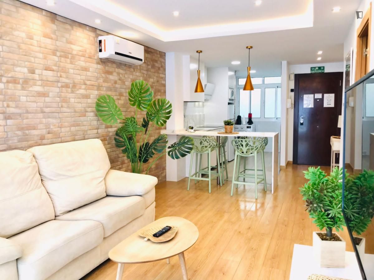 Sala d'estar de Apartament de lloguer en Málaga Capital amb Aire condicionat, Calefacció i Moblat