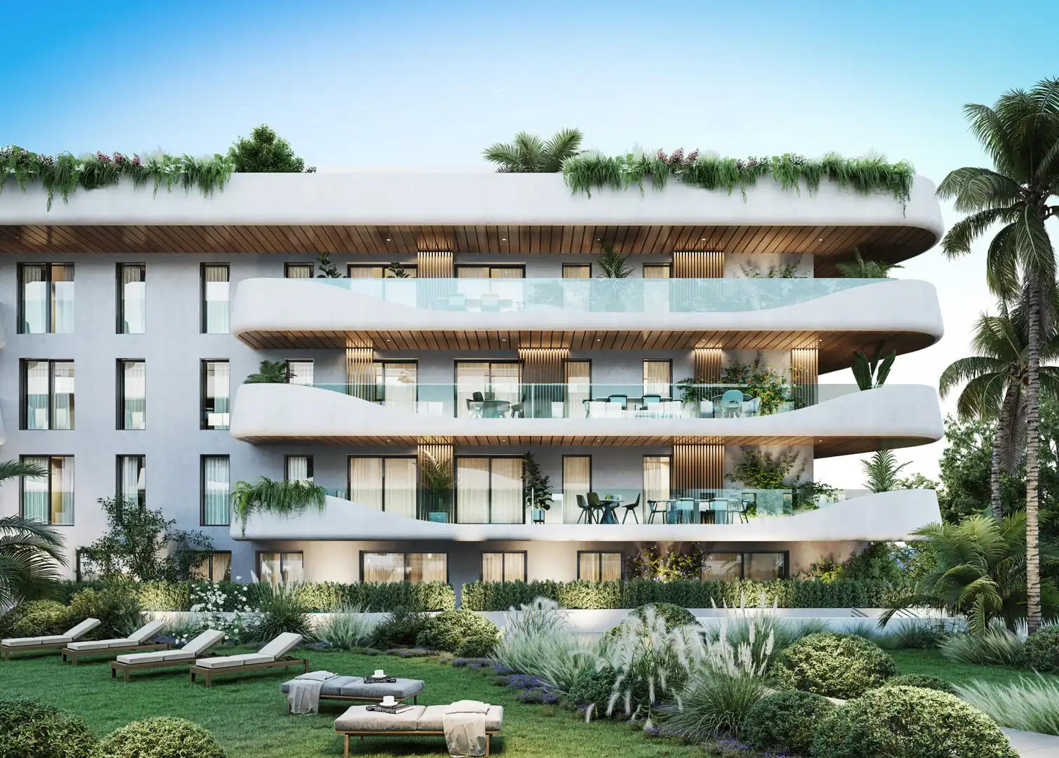 Exterior view of Apartments for sale in Marbella  with Air Conditioner, Terrace and Swimming Pool