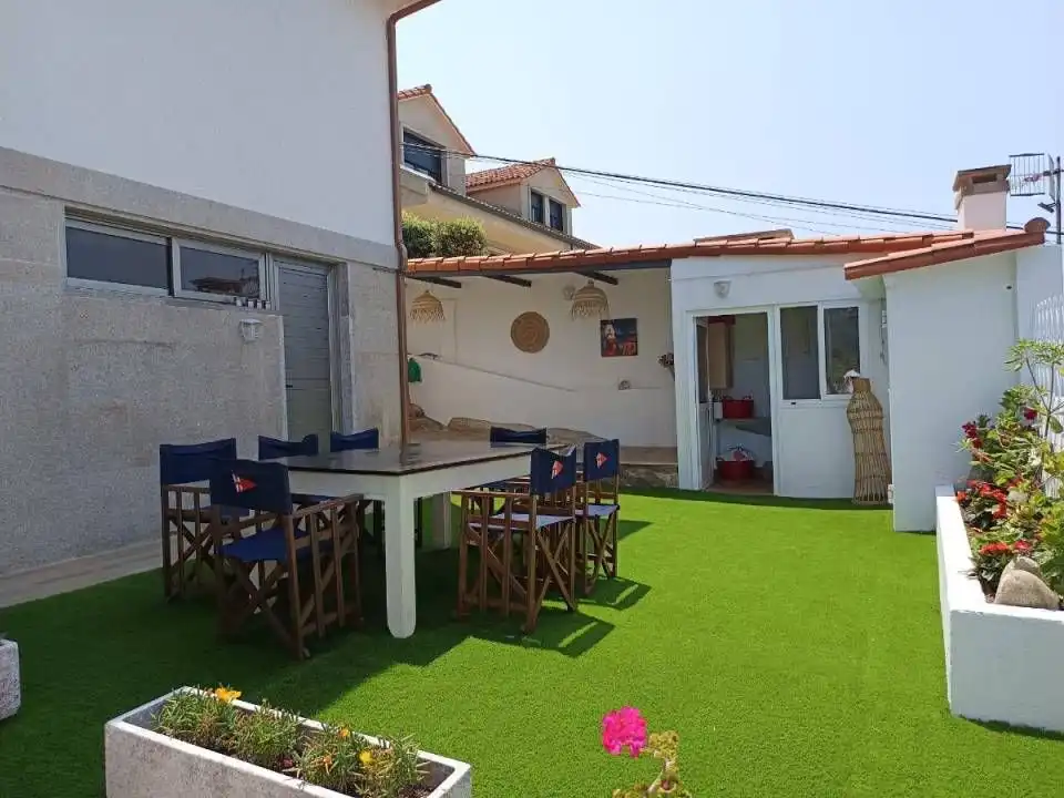 Terraza de Finca rústica de alquiler en Baiona con Jardín privado, Terraza y Piscina