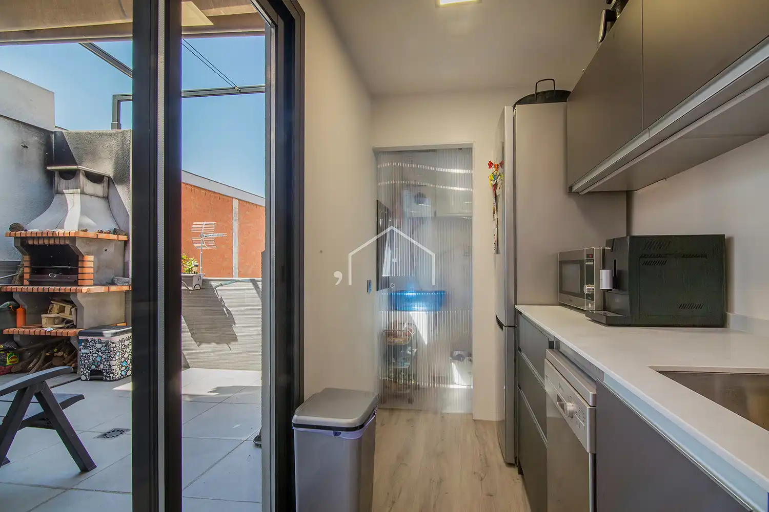 Kitchen of Flat for sale in Badalona  with Heating, Parquet flooring and Furnished