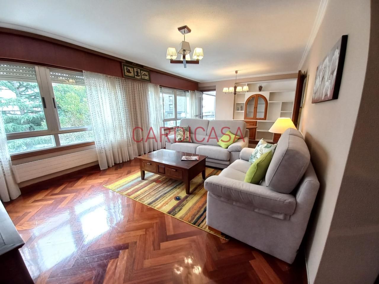 Living room of Flat to rent in Vigo   with Heating, Parquet flooring and Terrace
