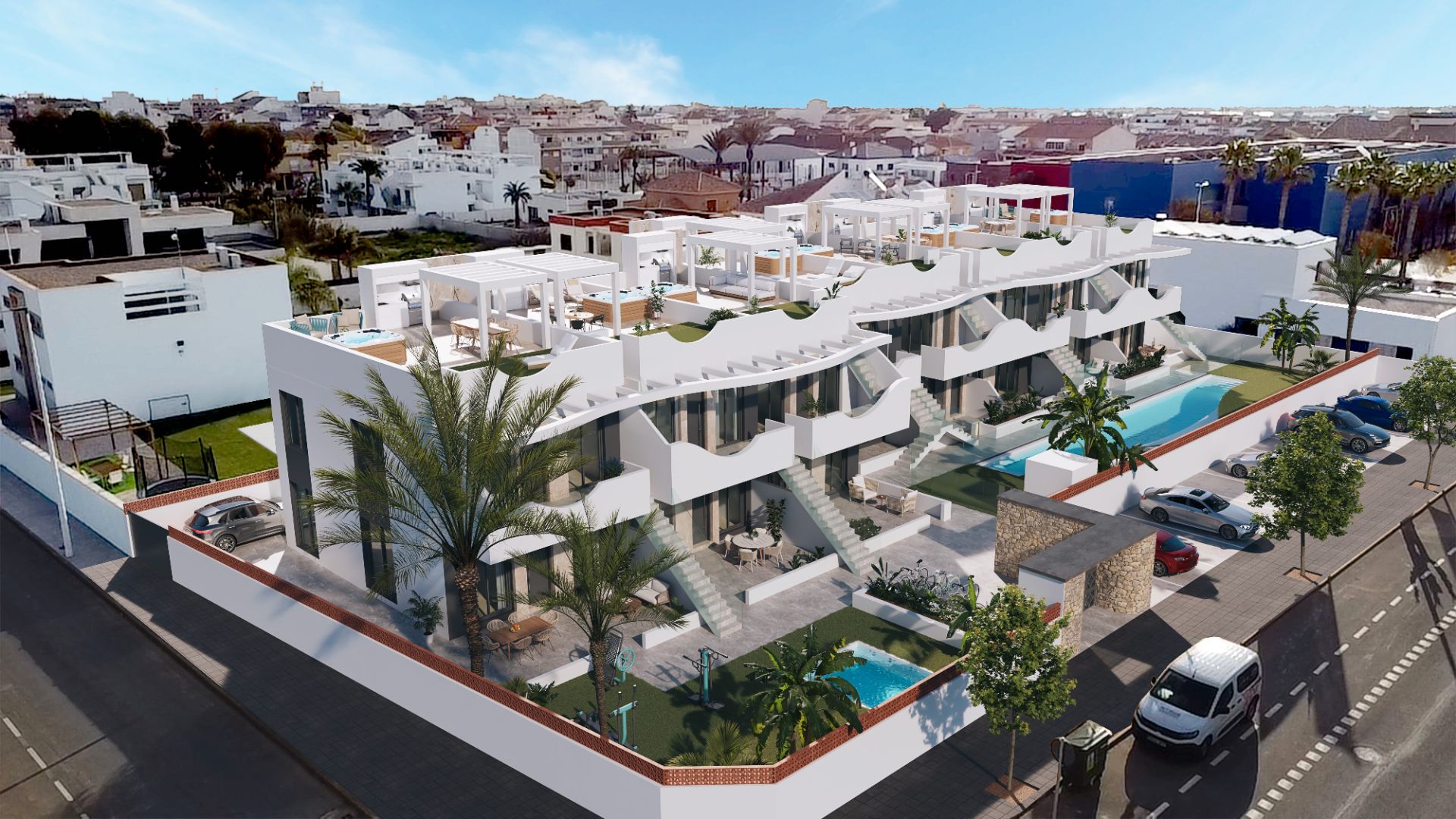 Vista exterior de Apartament en venda en Pilar de la Horadada amb Calefacció, Jardí privat i Terrassa